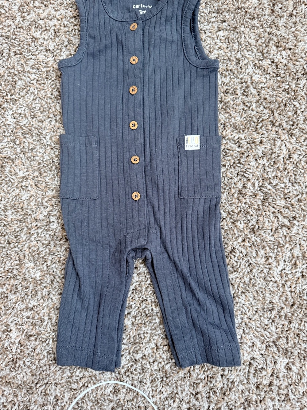 Carter's Ribbed Sleeveless One-Piece Romper in Dark Gray